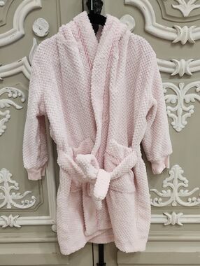 Peter Alexander Girls Soft Light Pink Plush Hooded Robe Size 2